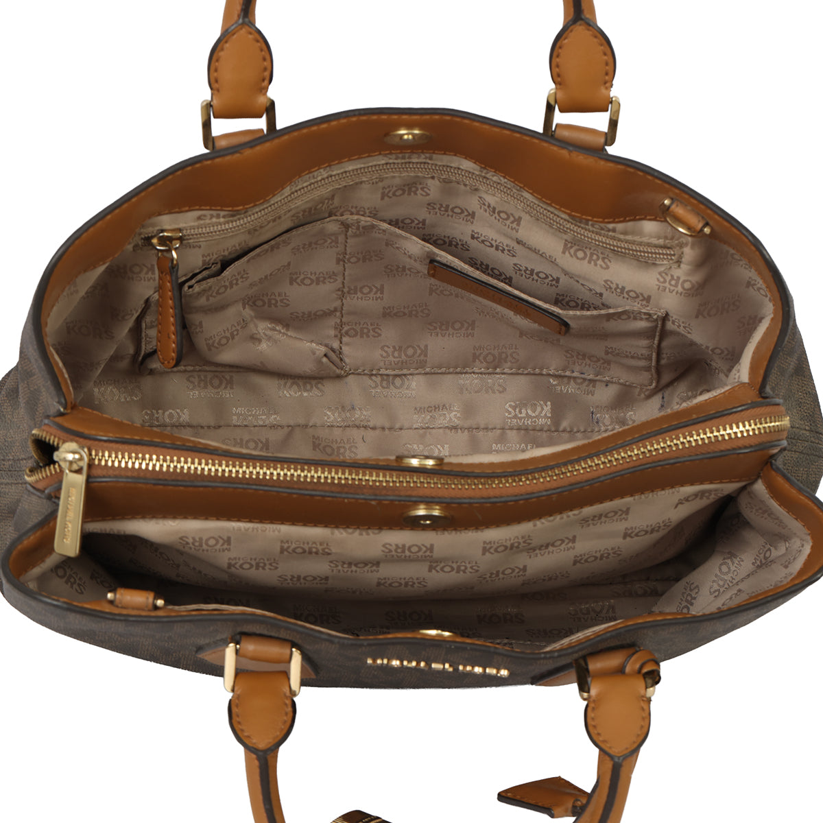 MICHAEL KORS BROWN SIGNATURE SATCHEL BAG
