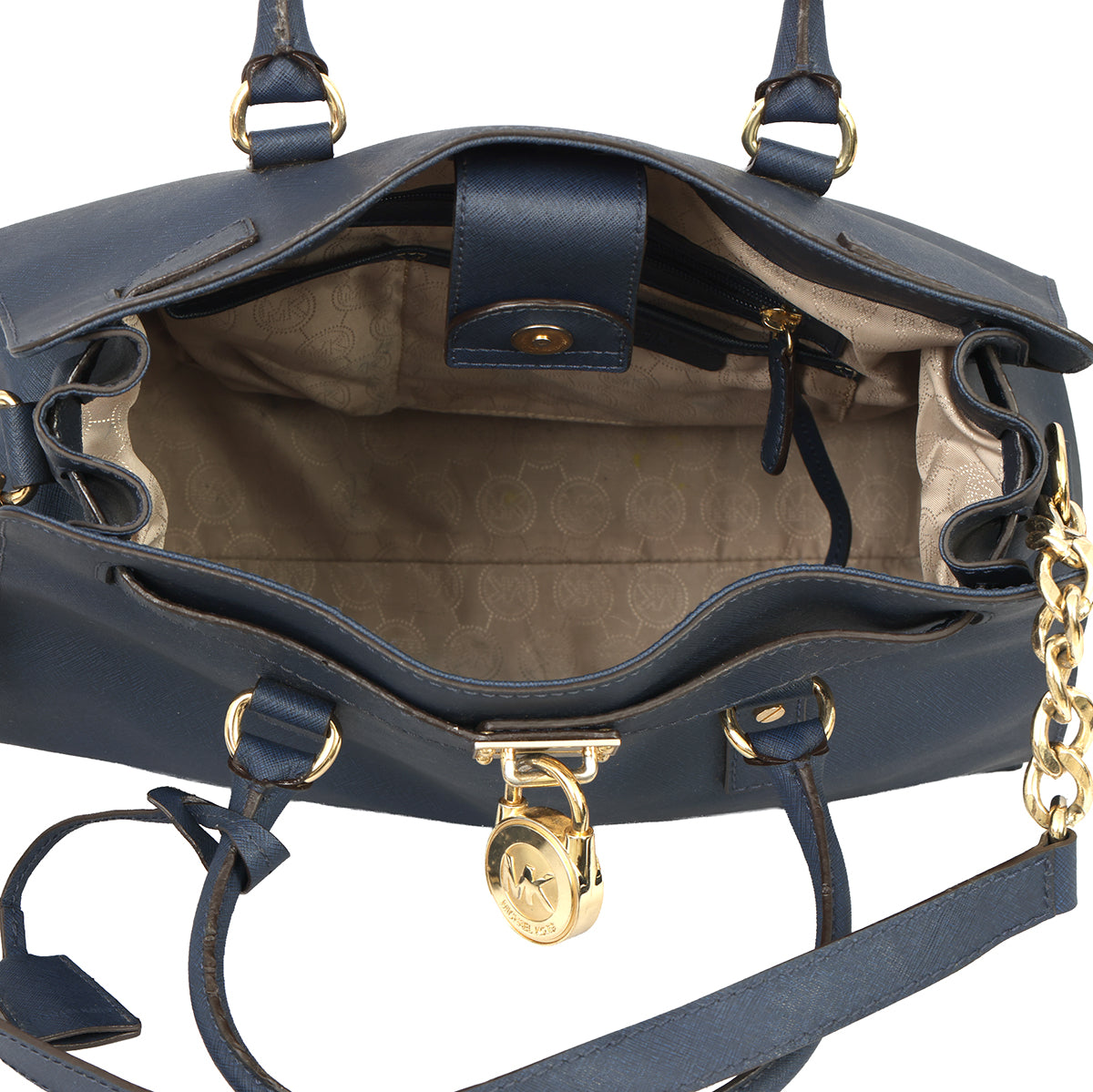 MICHAEL KORS BLUE HAMILTON LARGE SATCHEL BAG