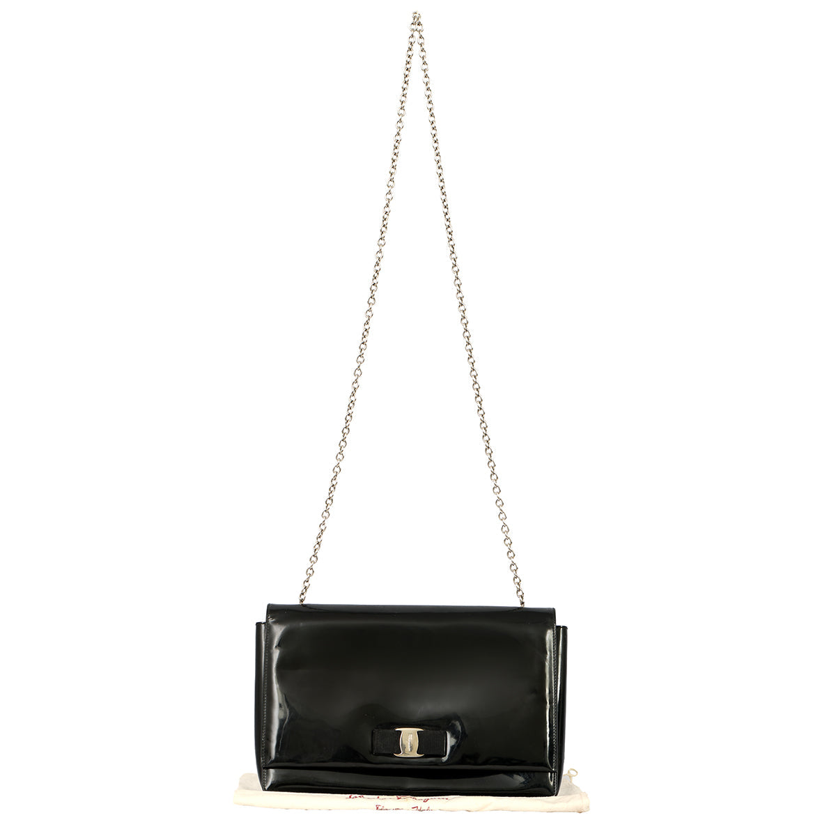 SALVATORE FERRAGAMO PATENT LEATHER VARA BOW BAG