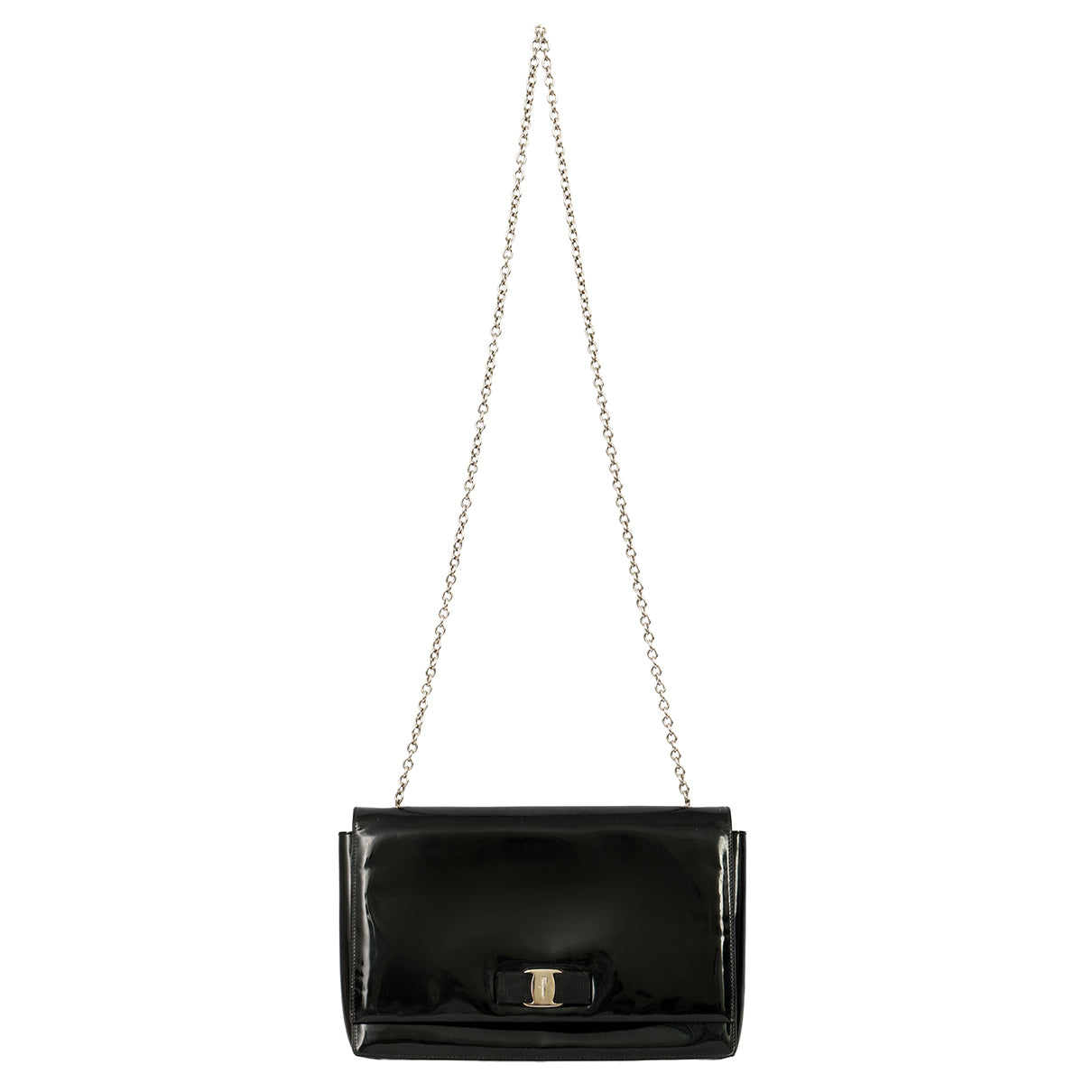 SALVATORE FERRAGAMO PATENT LEATHER VARA BOW BAG
