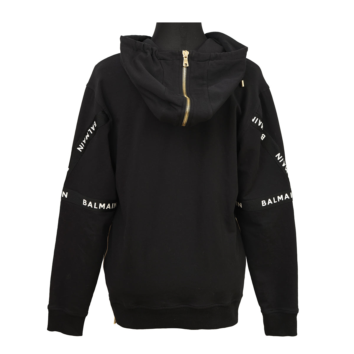 BALMAIN SIZE-S BLACK LOGO HOODIE