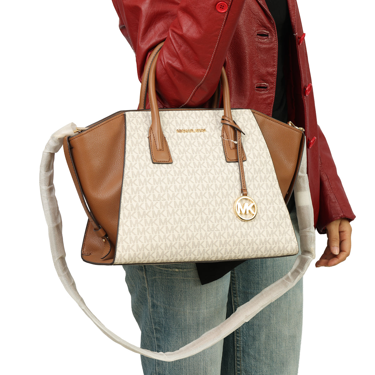 MICHAEL KORS AVRIL LARGE TOP-ZIP SATCHEL BAG