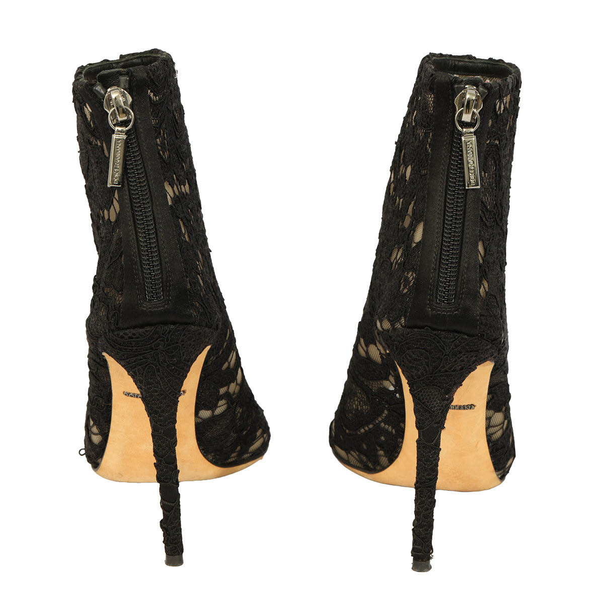 DOLCE&GABBANA EU-36 BLACK FLORAL LACE ANKLE BOOTS