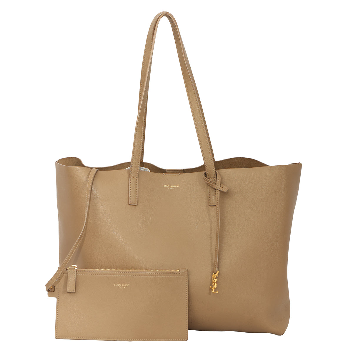 SAINT LAURENT BEIGE SHOPPING BEIGE TOTE BAG