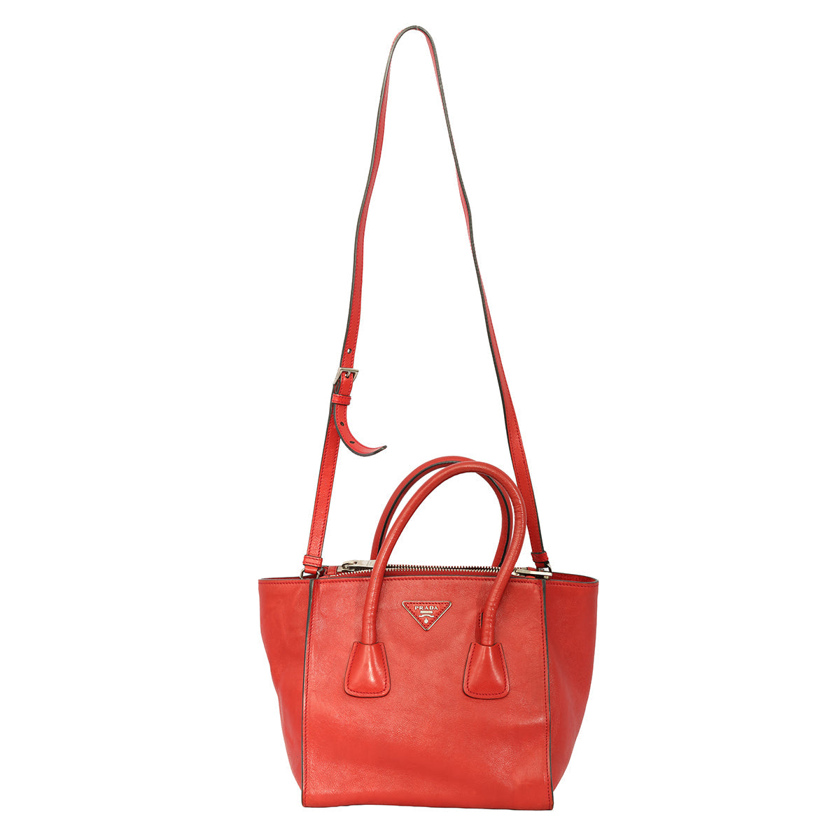 PRADA GLACE CALF TWIN POCKET DOUBLE ZIP TOTE BAG