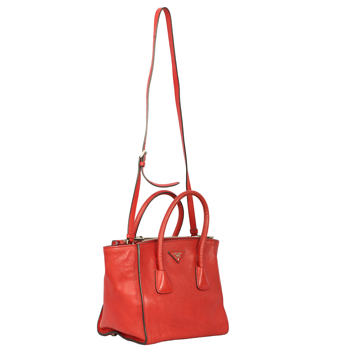 PRADA GLACE CALF TWIN POCKET DOUBLE ZIP TOTE BAG