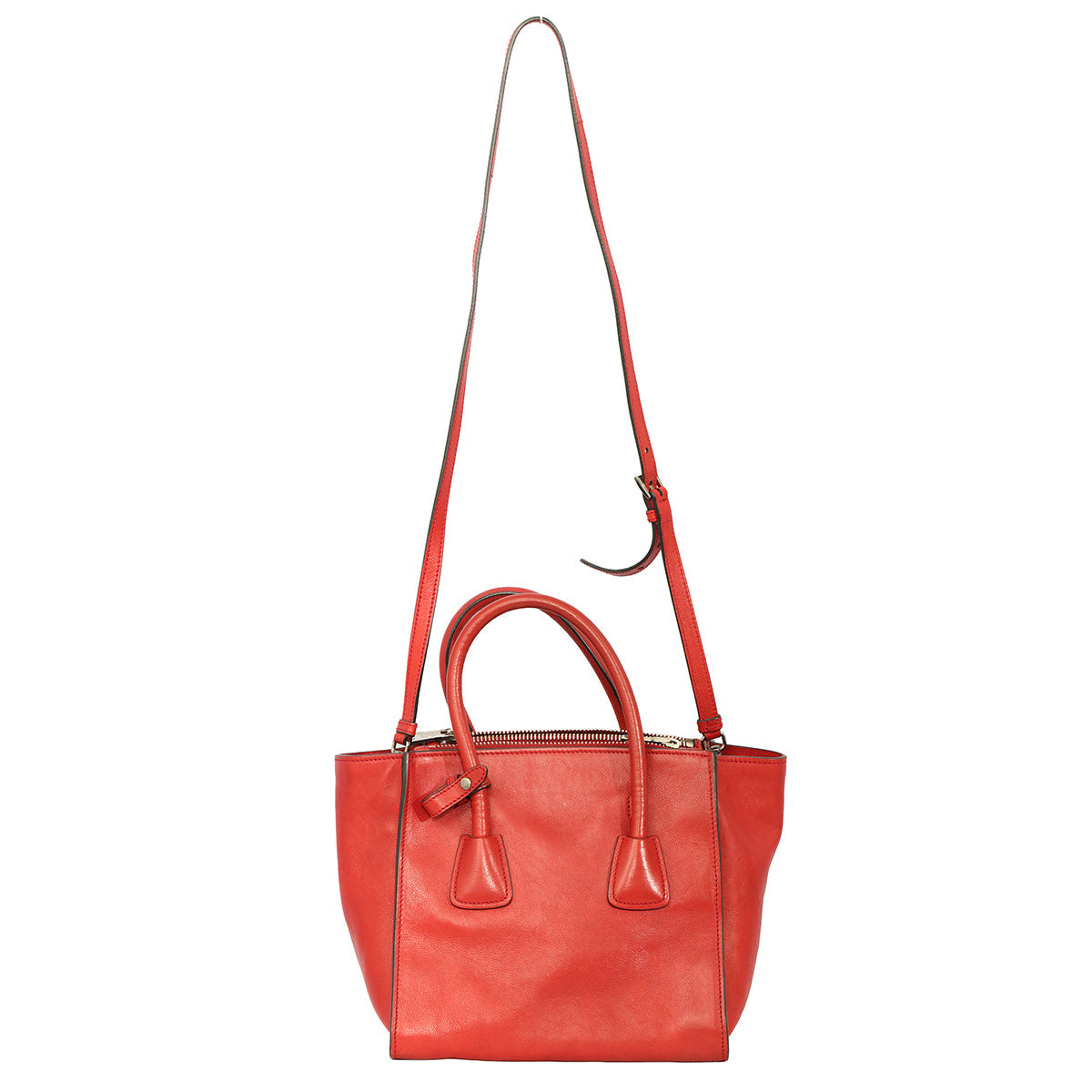 PRADA GLACE CALF TWIN POCKET DOUBLE ZIP TOTE BAG