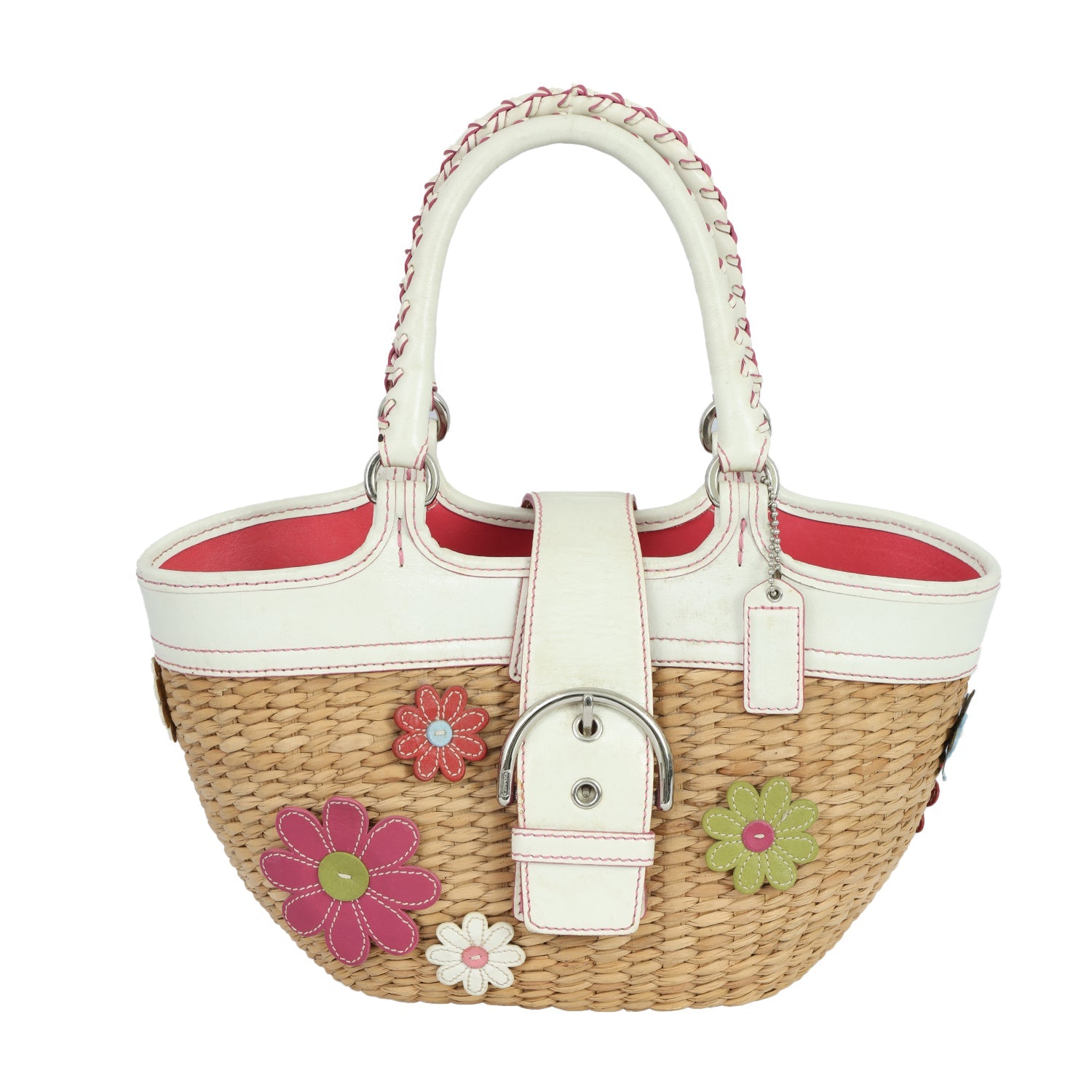 COACH 2003 FLOWER BASKET STRAW HANDBAG