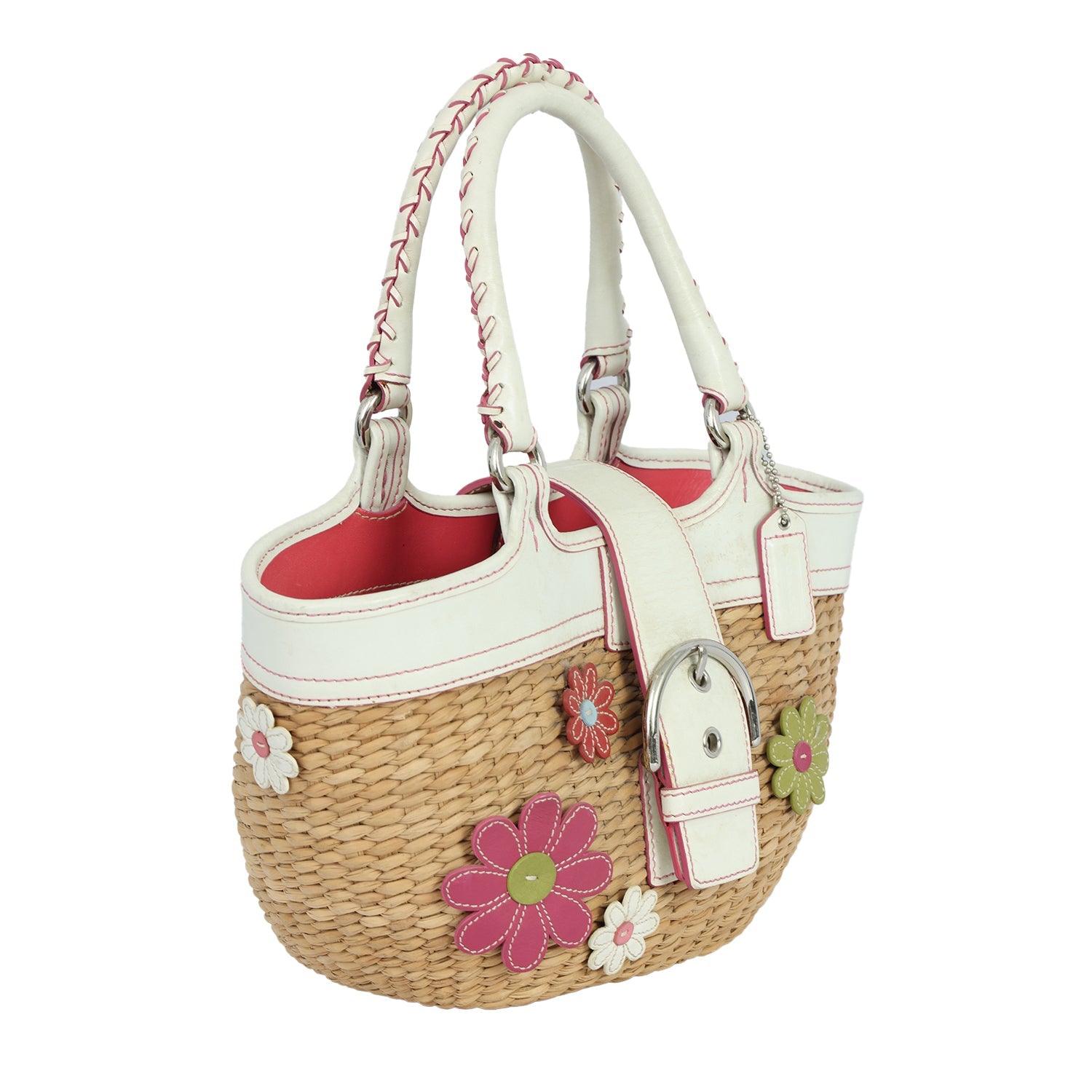 COACH 2003 FLOWER BASKET STRAW HANDBAG