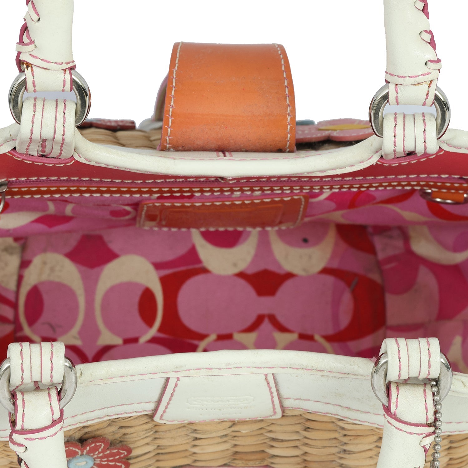 COACH 2003 FLOWER BASKET STRAW HANDBAG