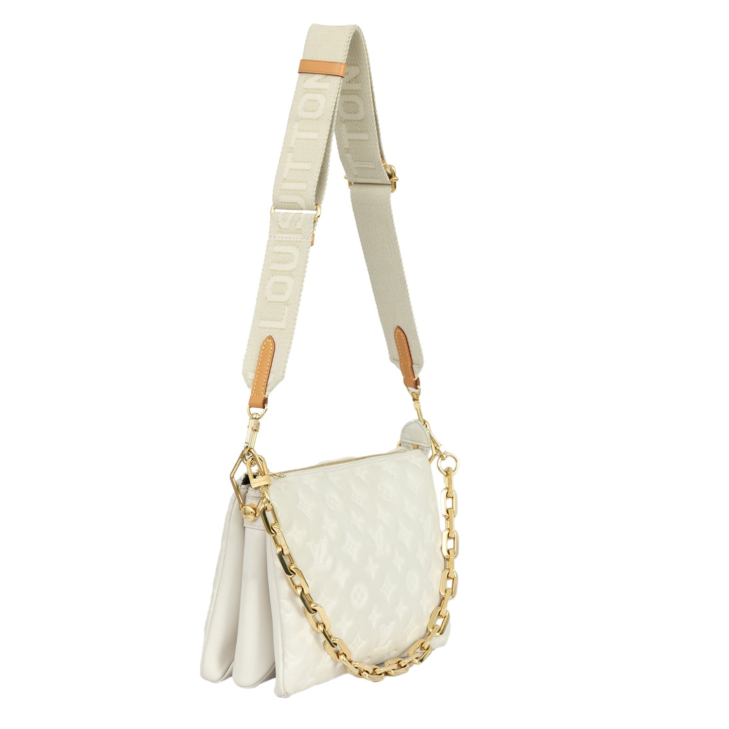 LOUIS VUITTON WHITE COUSSIN PM HANDBAG