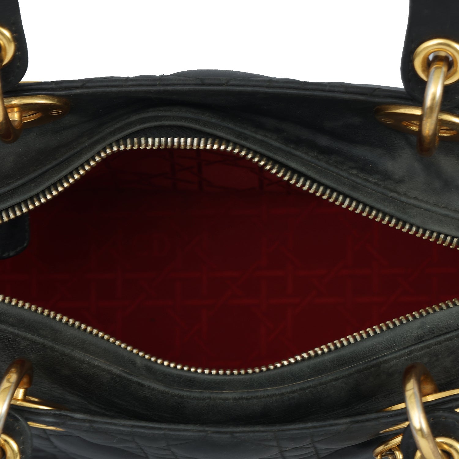 CHRISTIAN DIOR LADY DIOR MEDIUM QUILTED BLACK HANDBAG