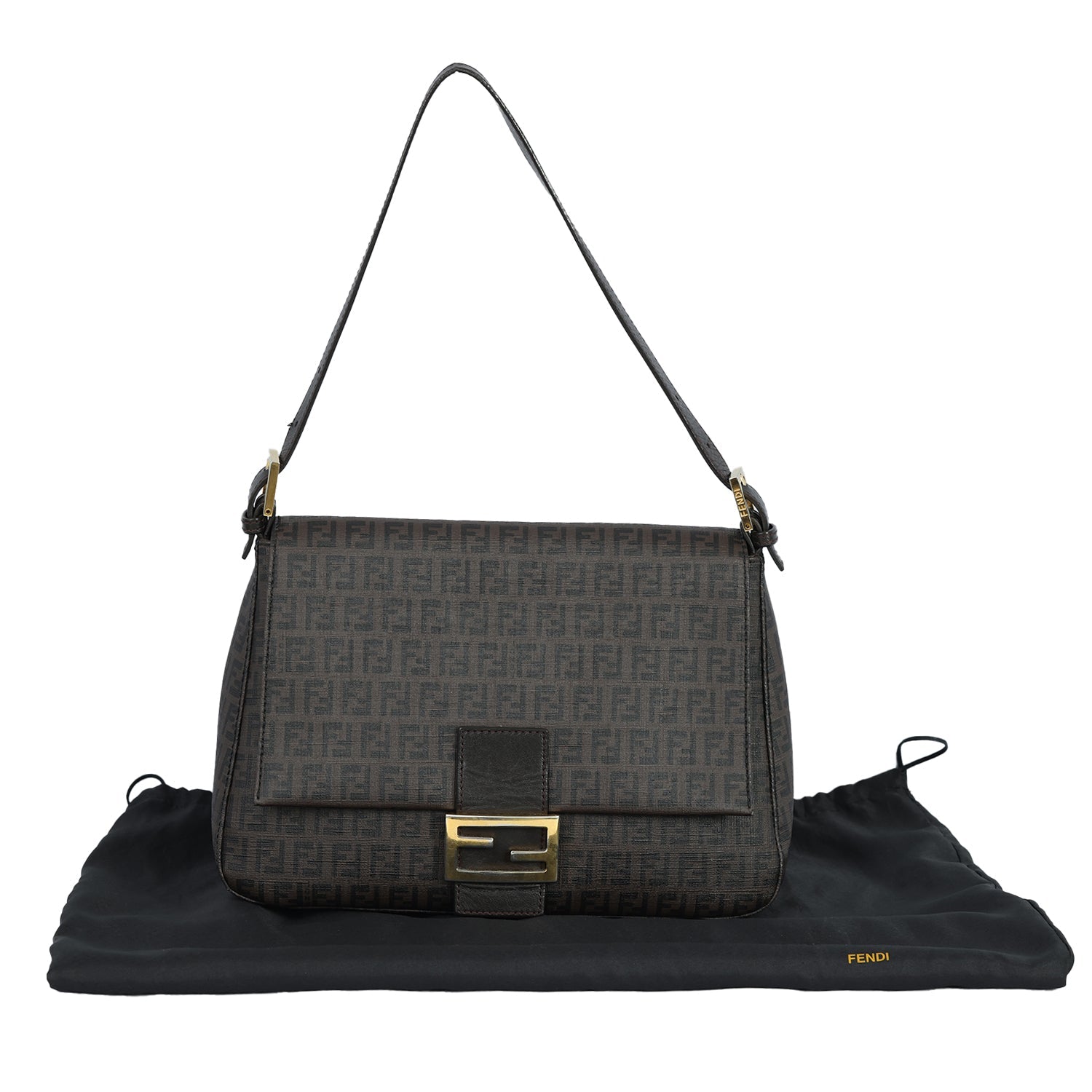 FENDI BROWN MONOGRAM ZUCCHINO SHOULDER BAG