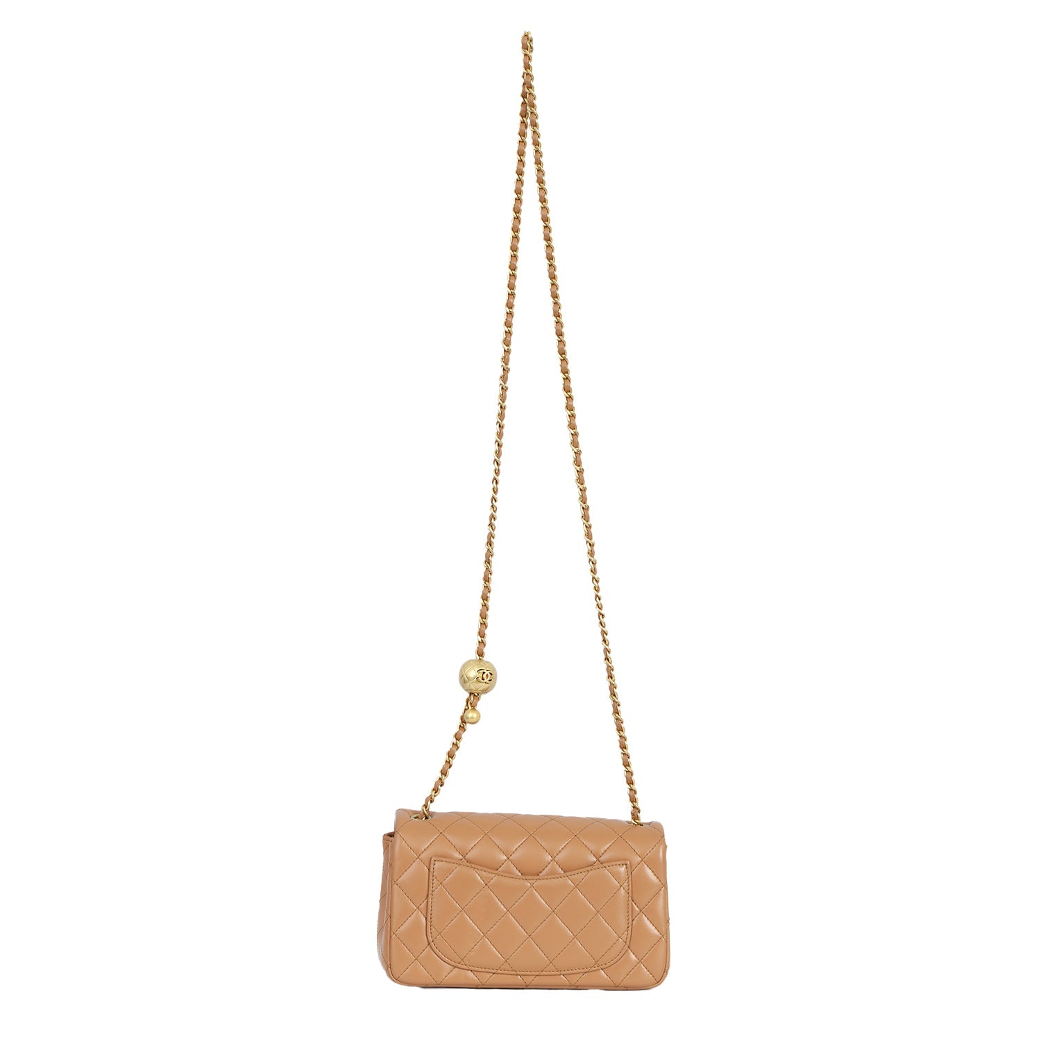 CHANEL BROWN PEARL CRUSH FLAP HANDBAG