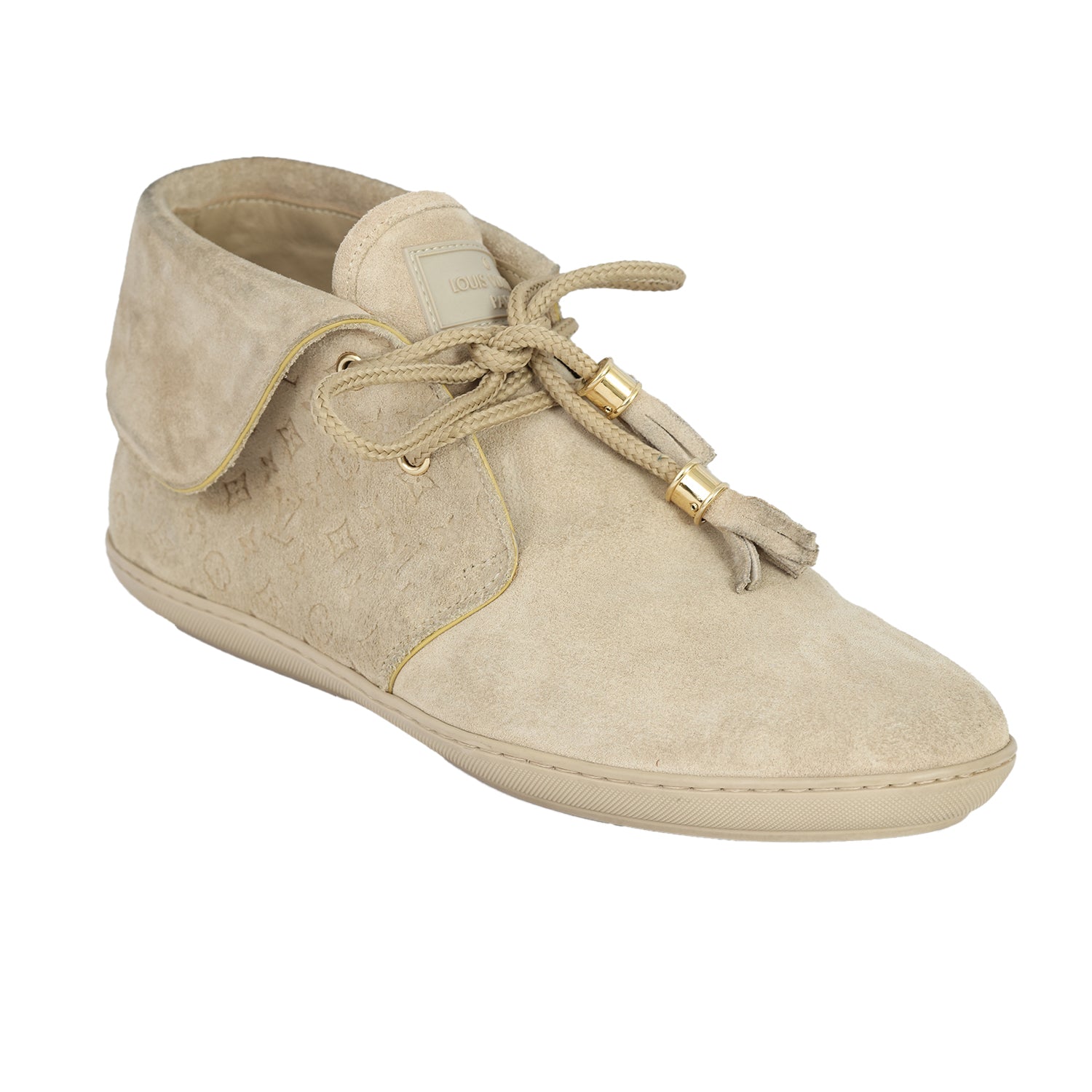 LOUIS VUITTON EU- 37.5 SUEDE BEIGE SNEAKERS