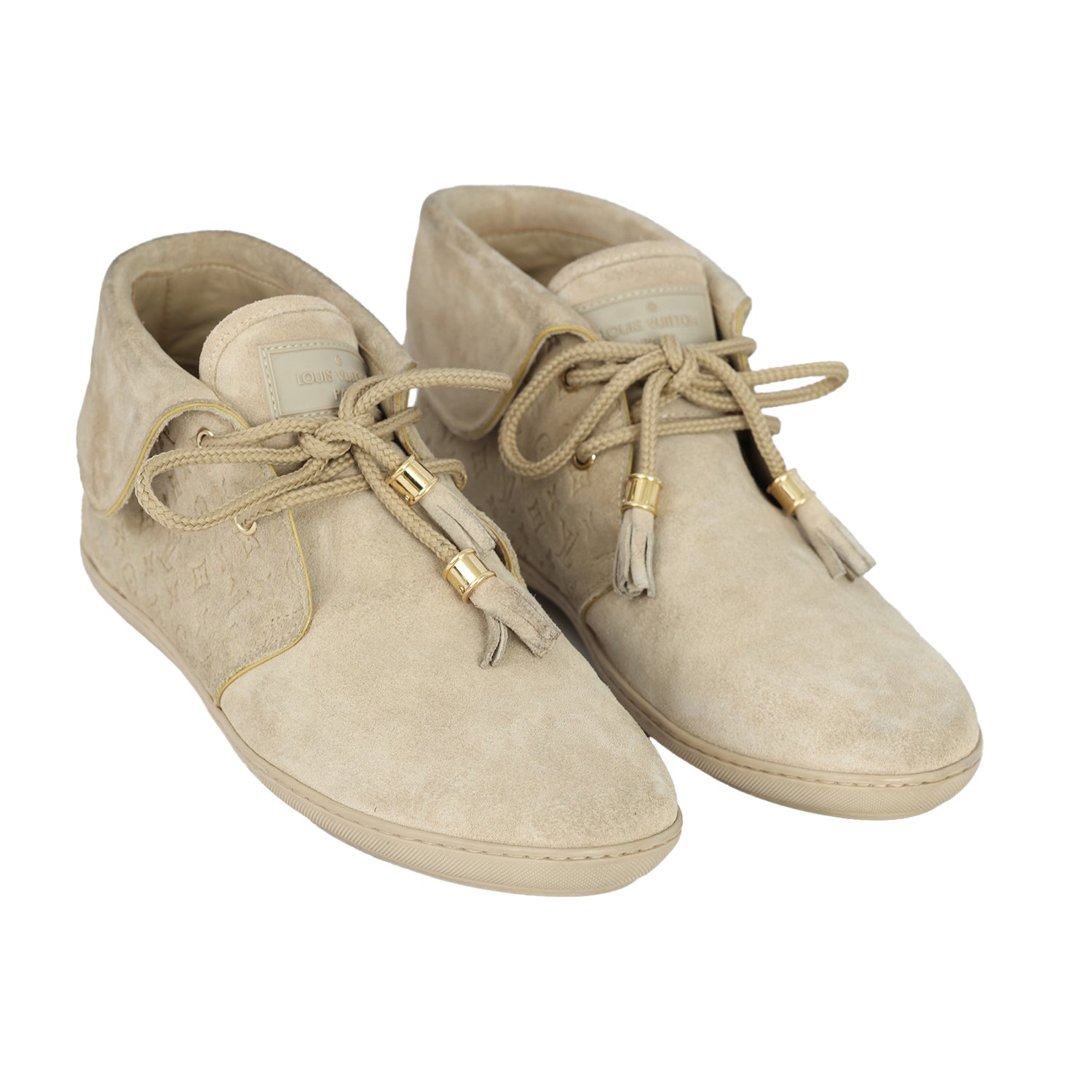 LOUIS VUITTON EU- 37.5 SUEDE BEIGE SNEAKERS