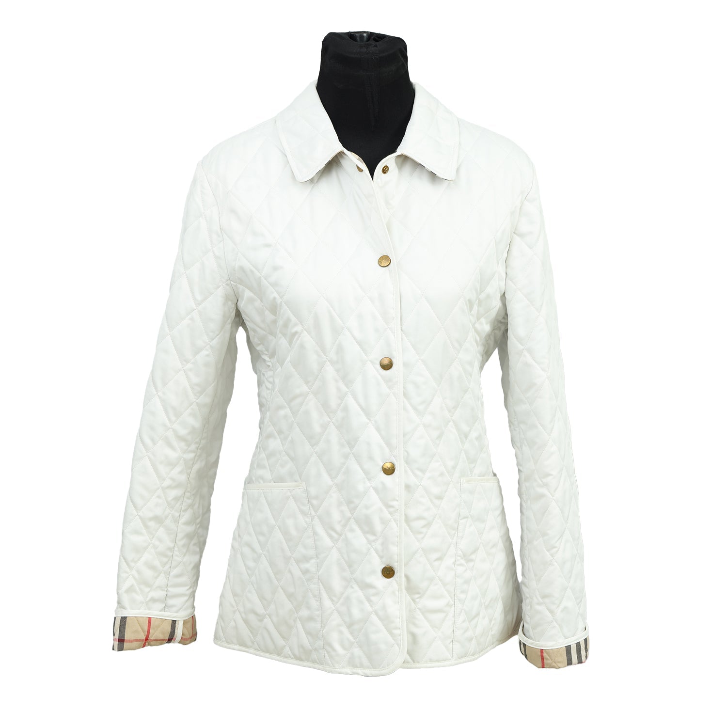 BURBERRY SIZE-S WHITE QUILTED JACKET