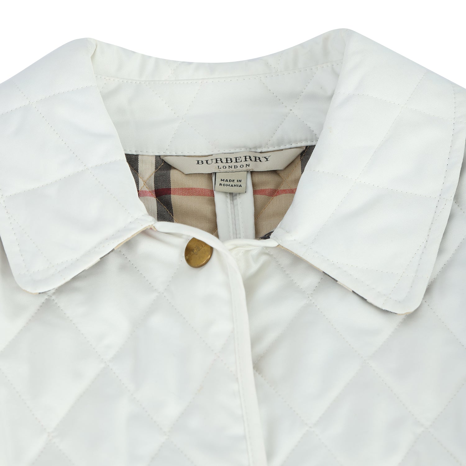 BURBERRY SIZE-S WHITE QUILTED JACKET