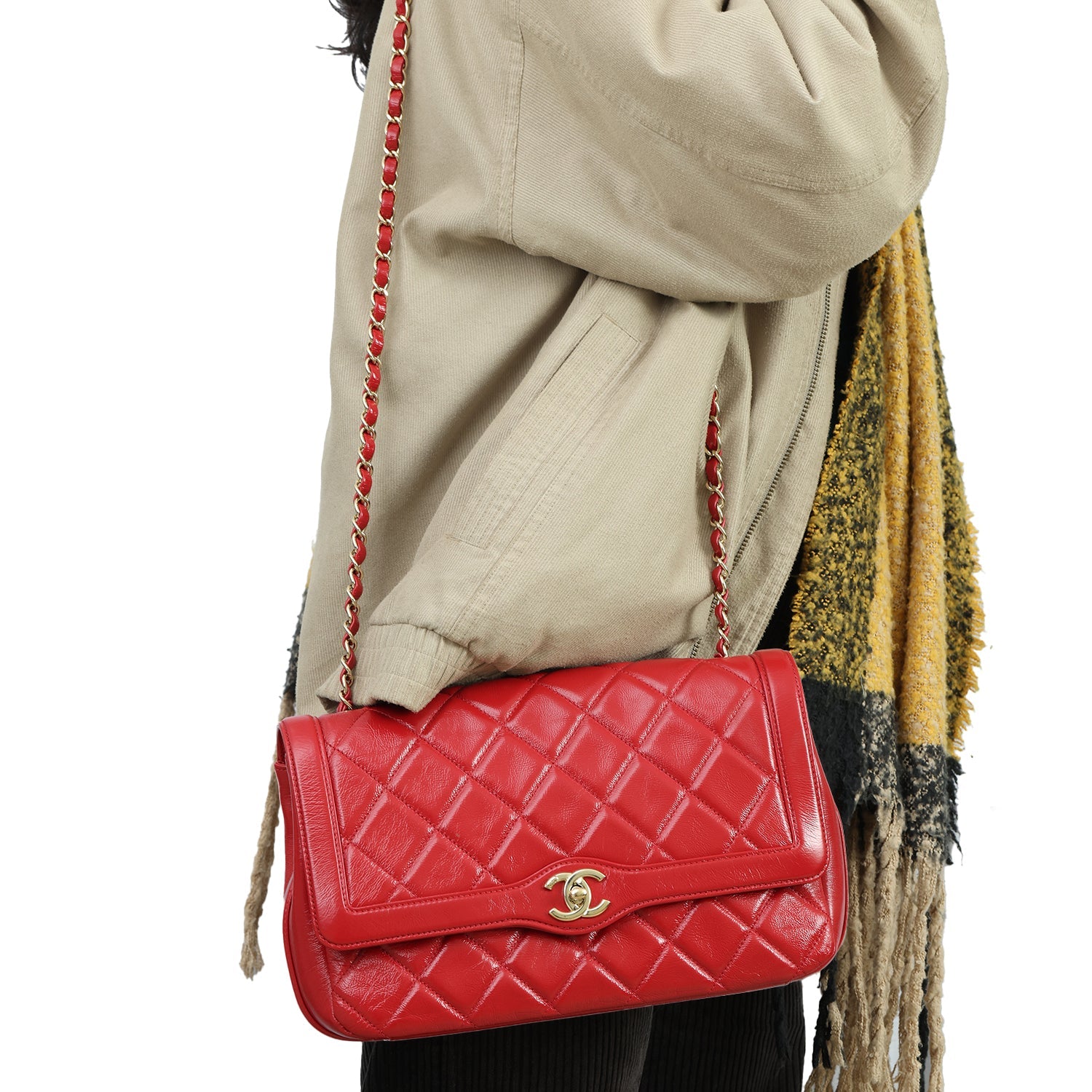 CHANEL RED HOLD THE LINE FLAP BAG