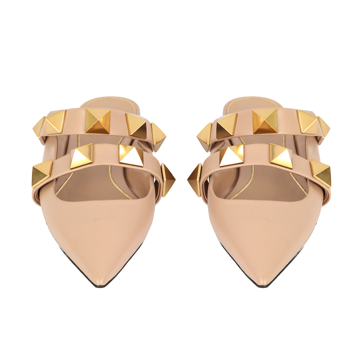 VALENTINO GARAVANI EU-37 NUDE STUDDED FLATS