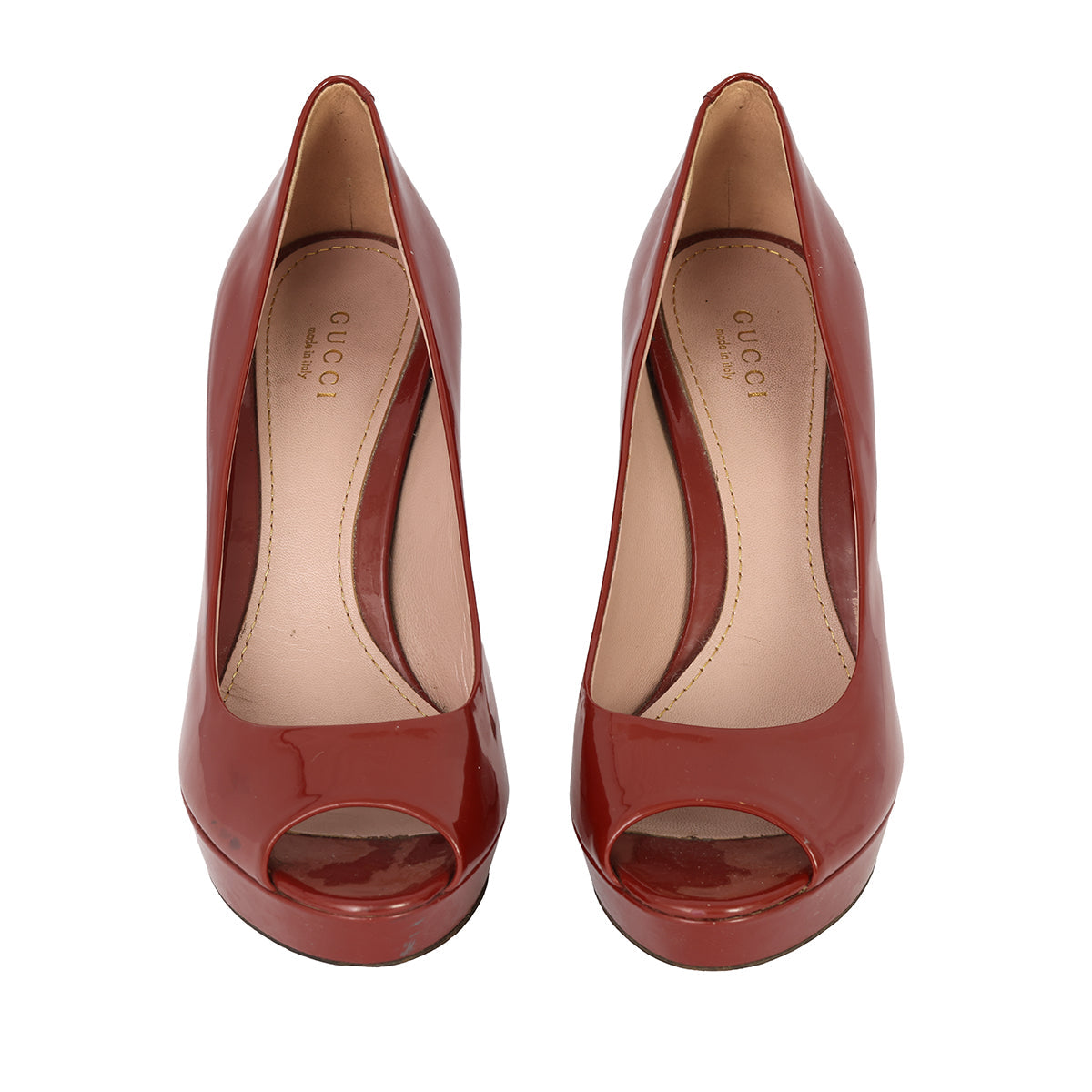 GUCCI EU-37 RED PATENT LEATHER HEELS