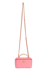 Chanel Lambskin Quilted Pick Me Up Logo Handle Vanity Case