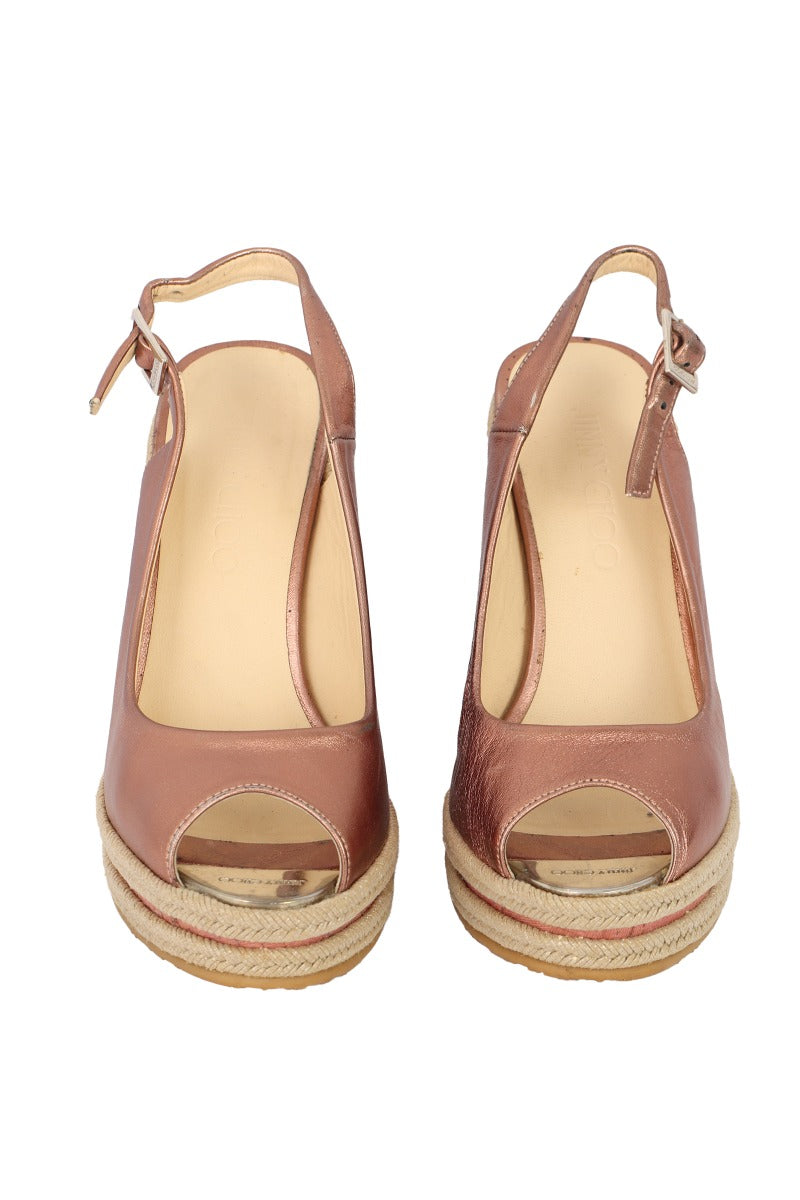 JIMMY CHOO SIZE EU - 37 NOVA METALLIC ROSE TOE HEELS