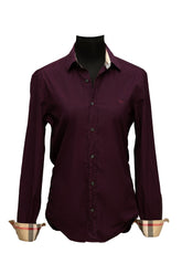 Burberry Brit Size-S Nova Check Maroon Button Up Shirt
