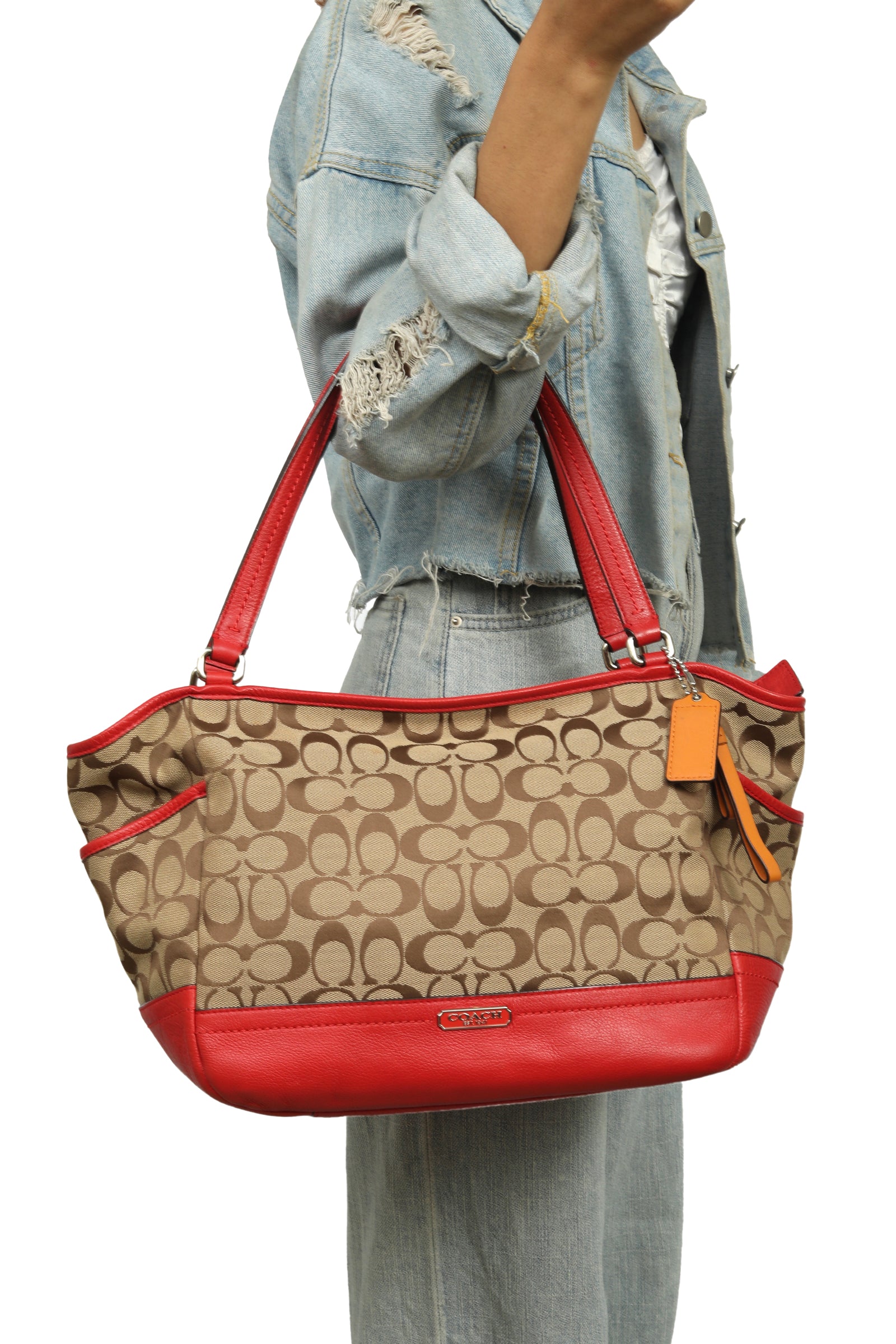 Coach Monogram Red Tote Bag