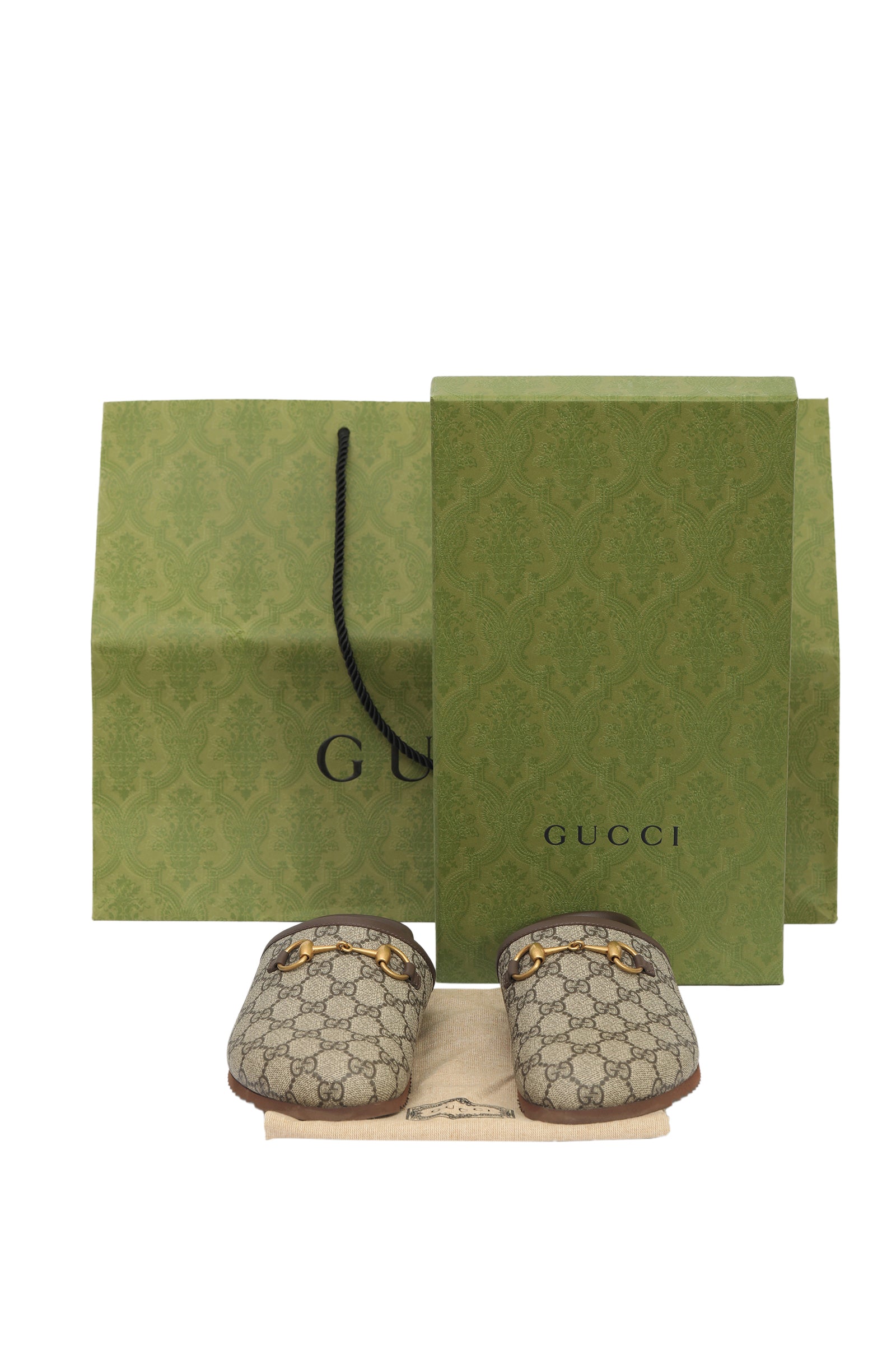 Gucci EU 41 Gg Monogram Horsebit Sliders