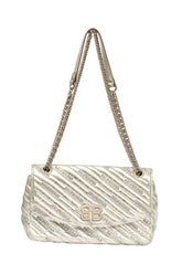 Balenciaga Bb Chain Round Silver Quilted Bag