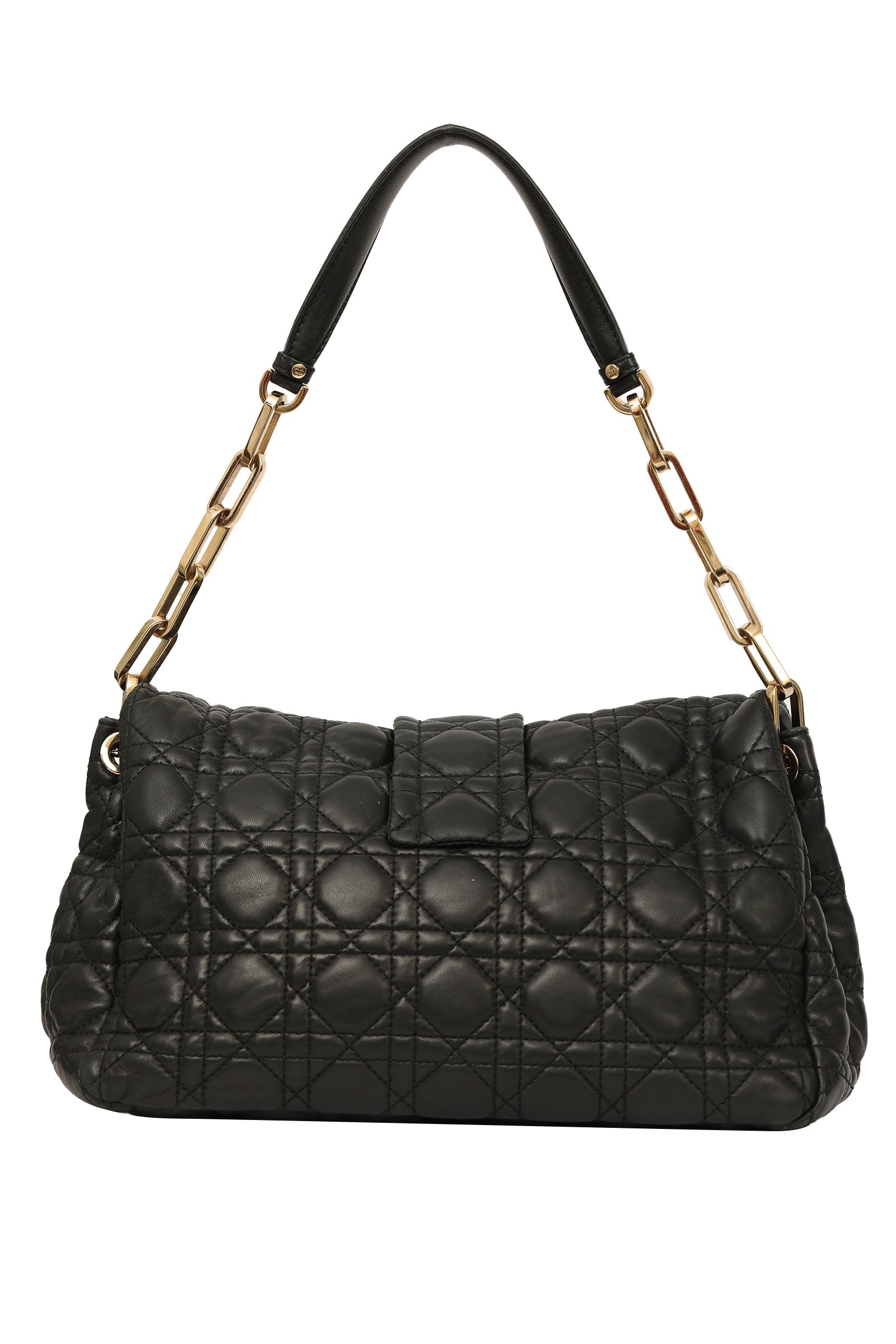 Christian Dior Navy Blue Cannage Lock Flap Shoulder Bag