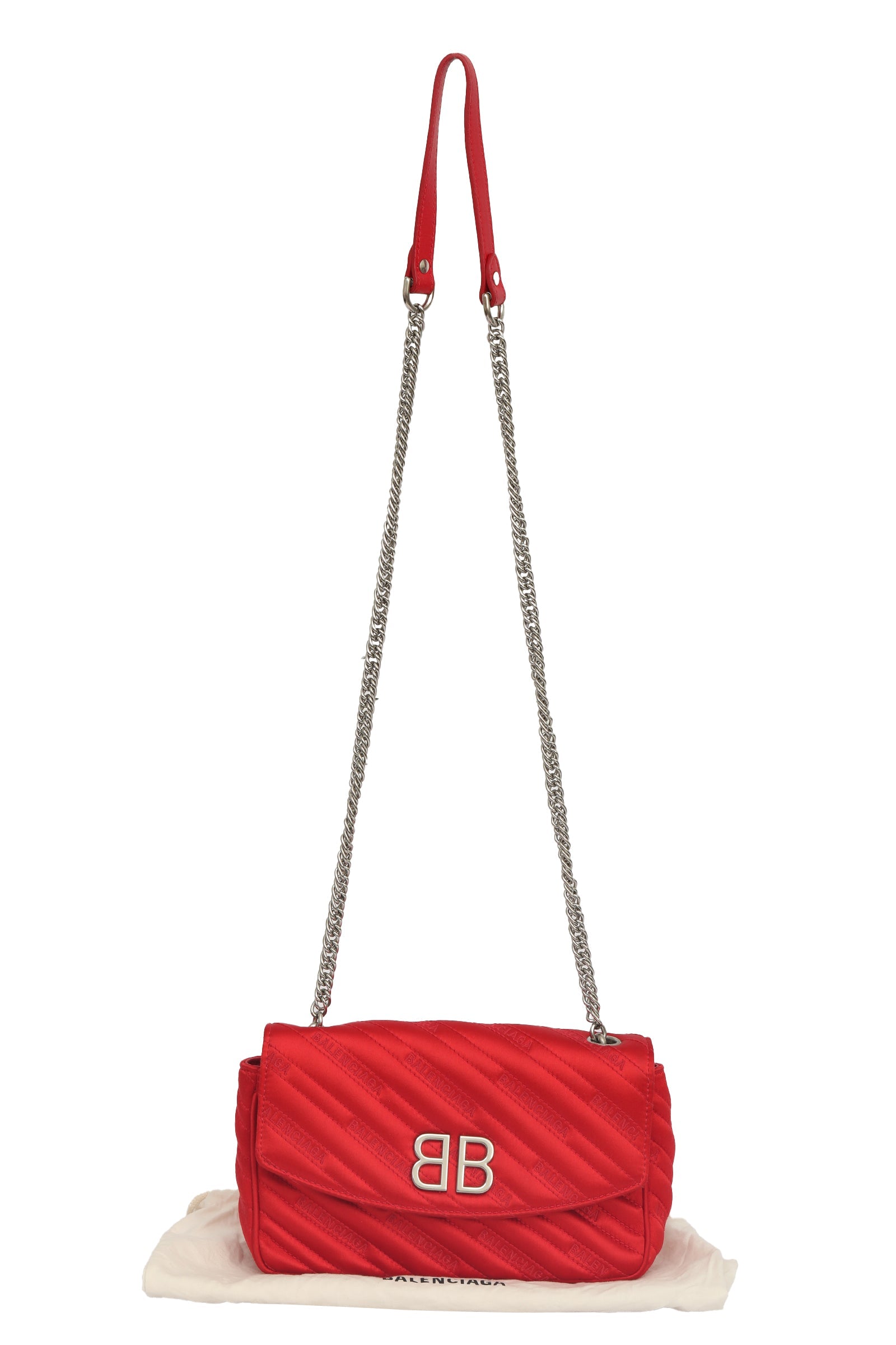 Balenciaga Jacquard Red Satin Quilted Cross Body Bag