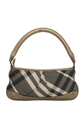 Burberry Metallic Canvas And Leather Baguette Bag