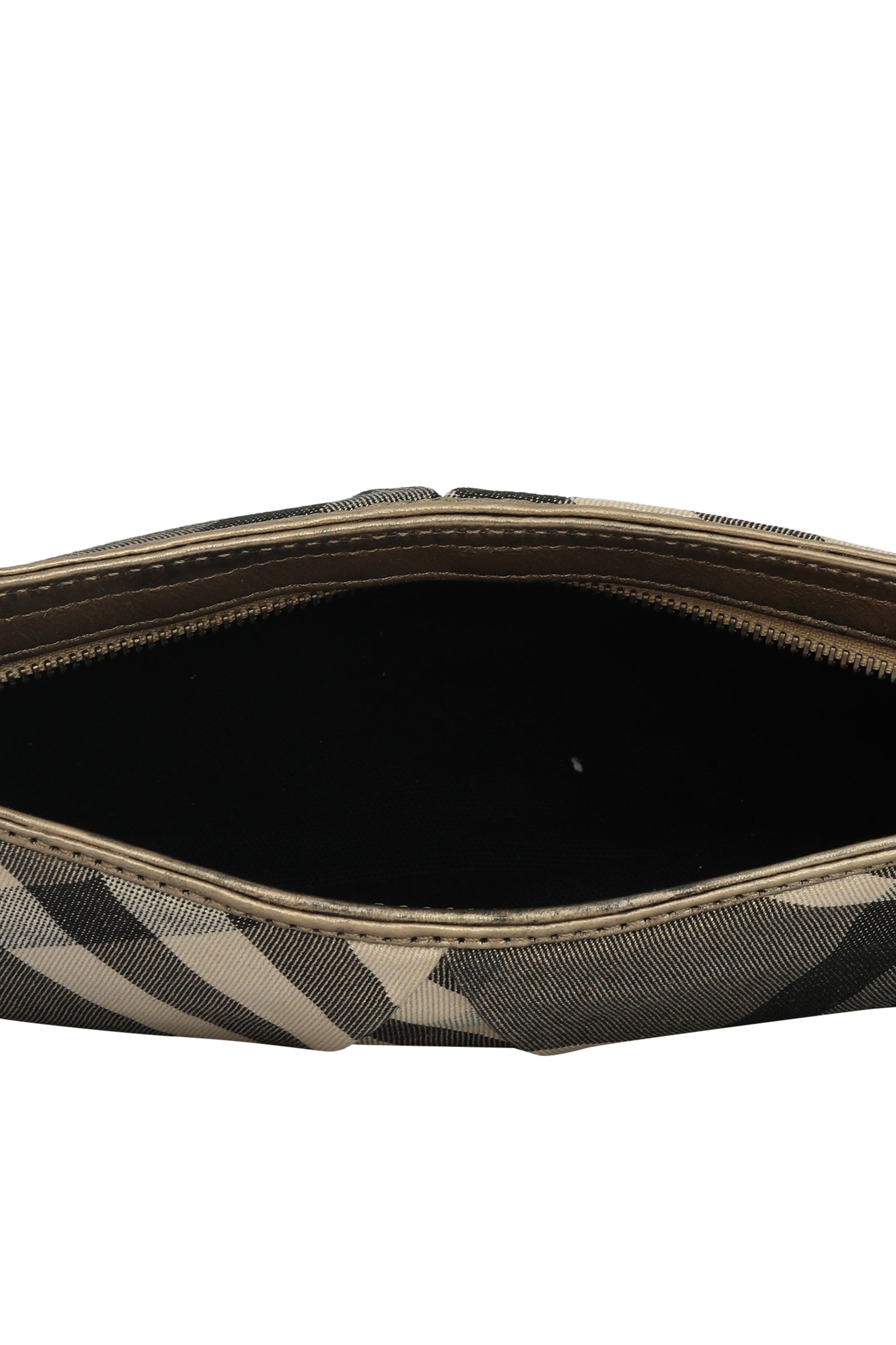 Burberry Metallic Canvas And Leather Baguette Bag