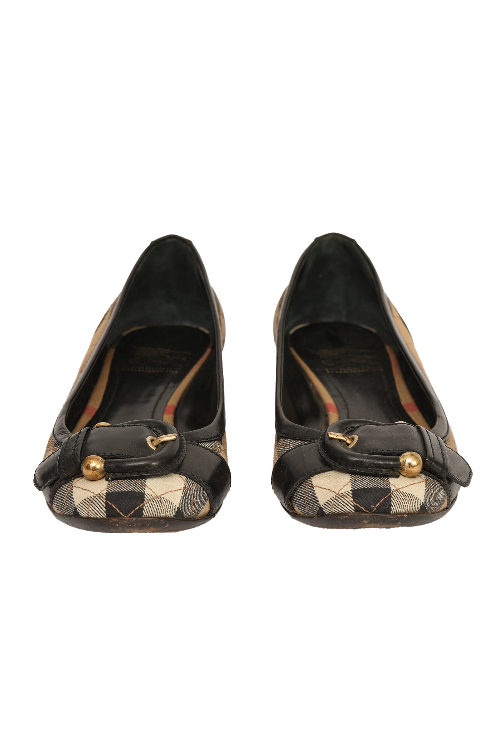 Burberry EU 36 Nova Checks Buckle Detail Ballet Flats