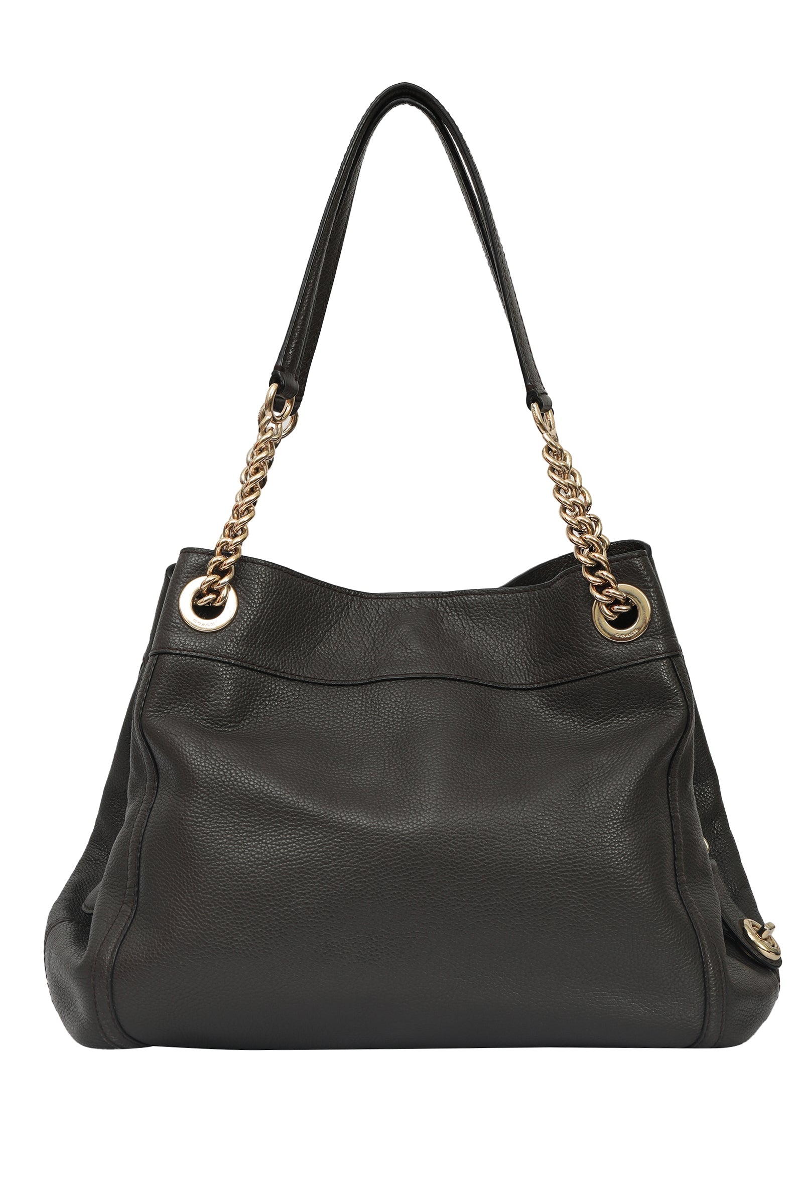 Coach Turnlock Edie Black Leather Shoulder Bag