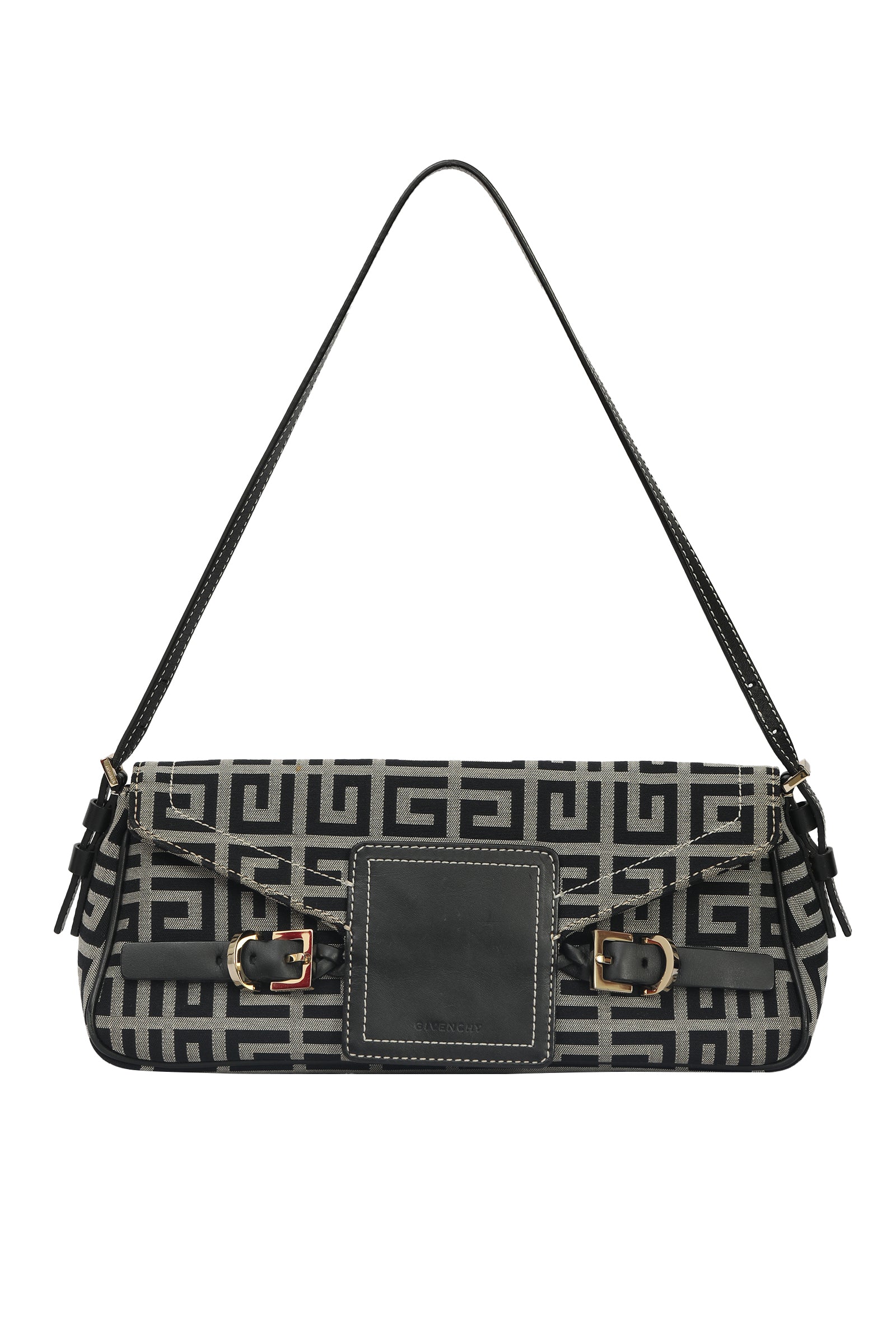 Givenchy Signature Canvas And Leather Flap Baguette Shoulder Bag