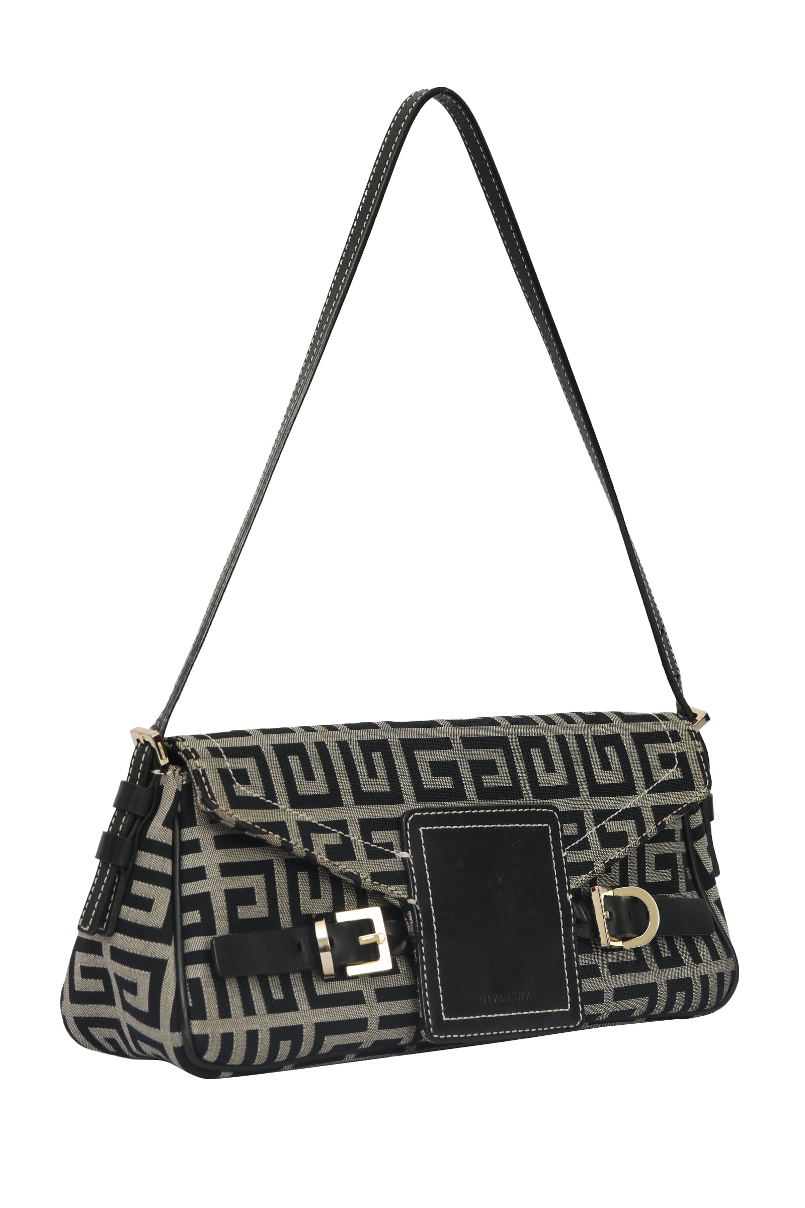 Givenchy Signature Canvas And Leather Flap Baguette Shoulder Bag