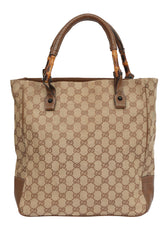 Gucci Gg Monogram Bamboo Handle Tote Bag