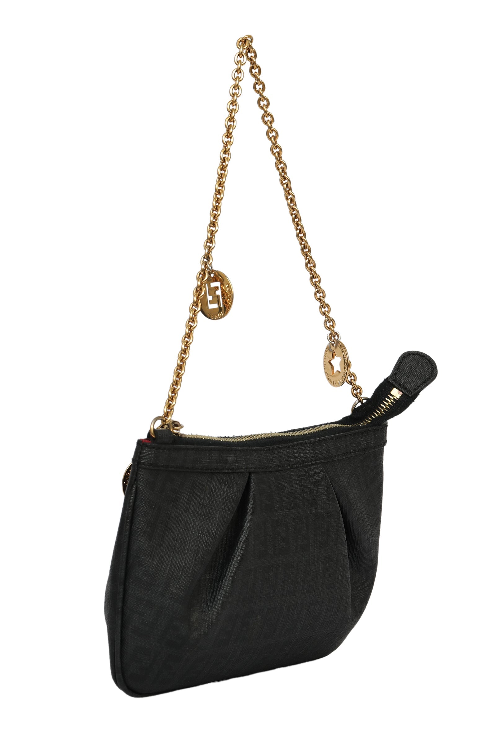 Fendi Black Zucchino Coated Canvas Pochette