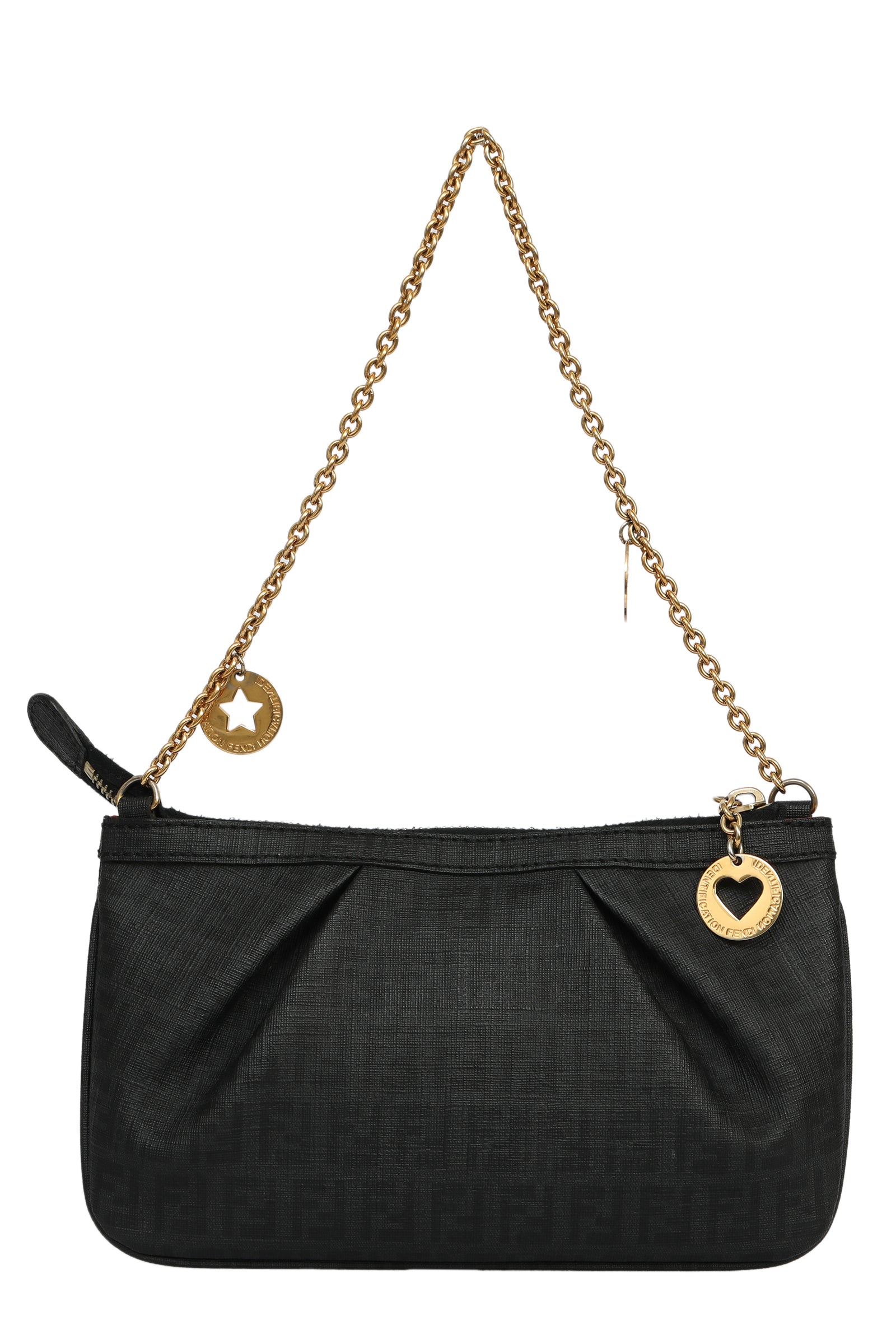 Fendi Black Zucchino Coated Canvas Pochette