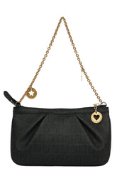 Fendi Black Zucchino Coated Canvas Pochette