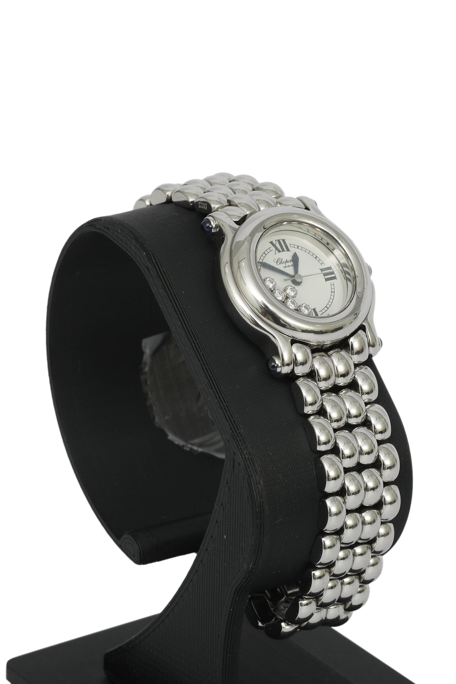 Chopard 25 Mm The Happy Sport Diamond And Sapphire Watch