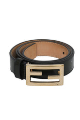 Fendi 36 Inches/ 90 Cms Ff Logo Buckle Black Belt