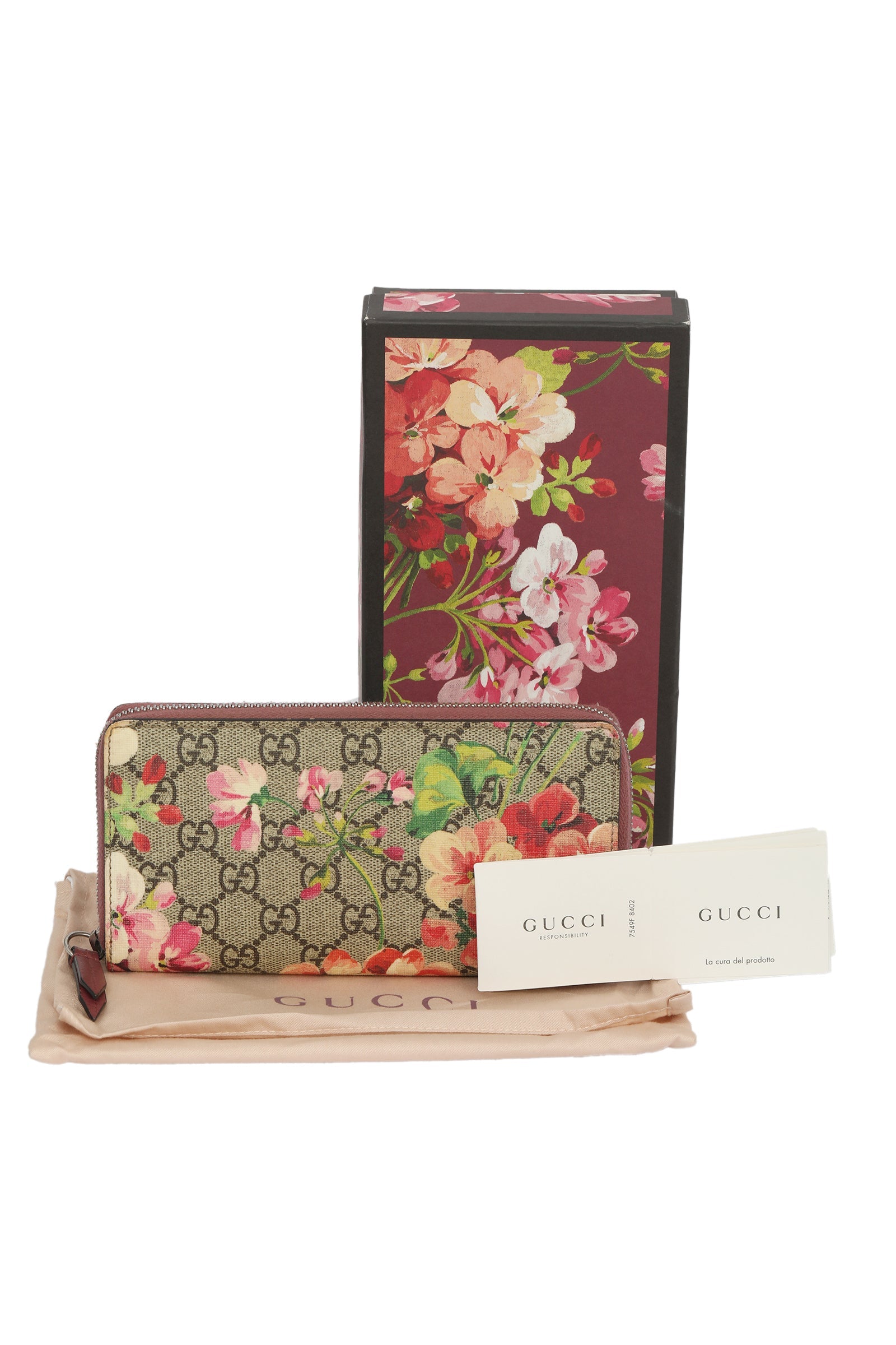 Gucci Gg Blooms Supreme Zip Around Wallet