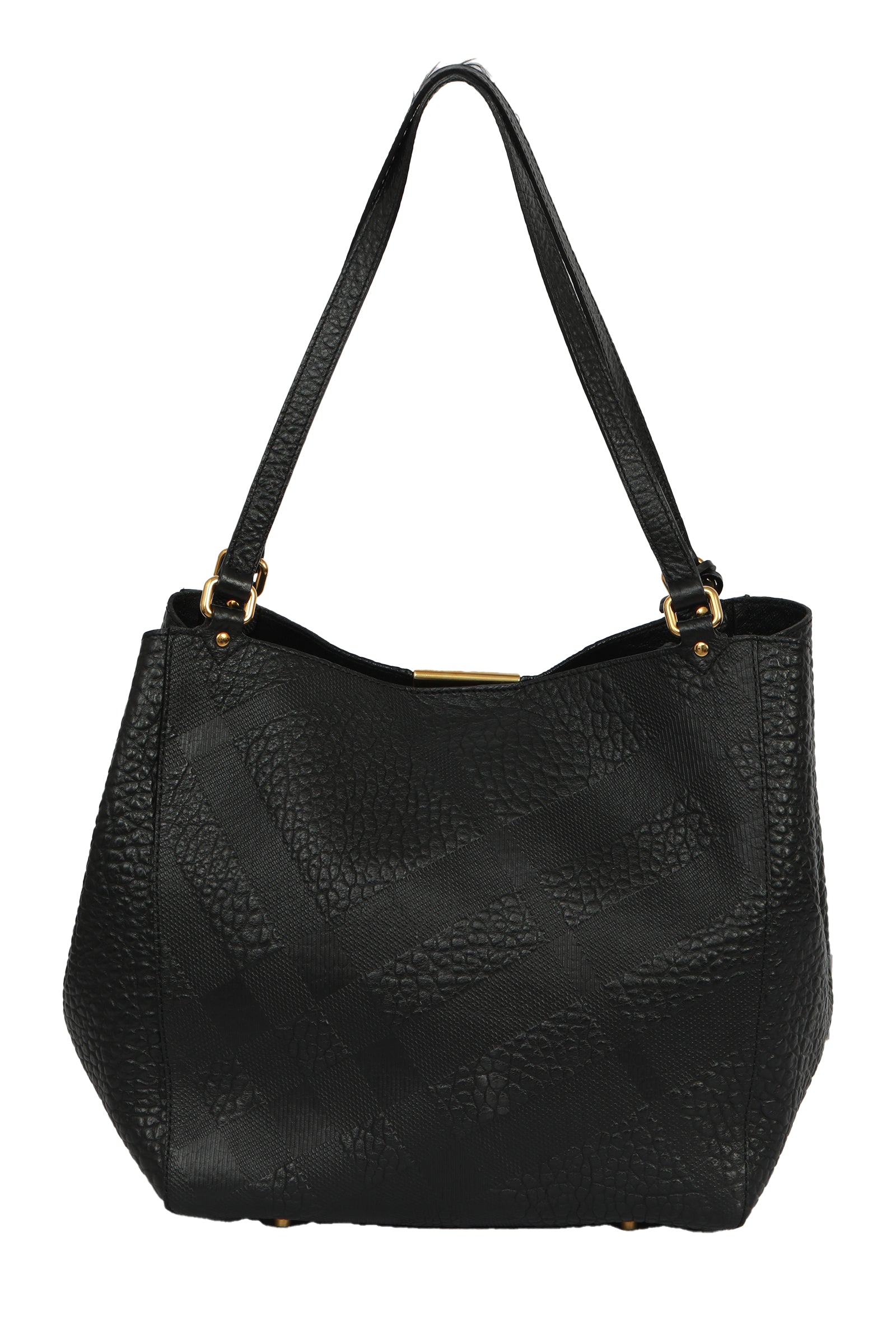 Burberry Black Embossed Canterbury Tote Bag
