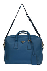 Prada Saffiano Blue Leather Briefcase
