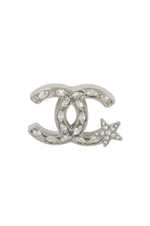 Chanel Cc Star Embellished Silver Earrings