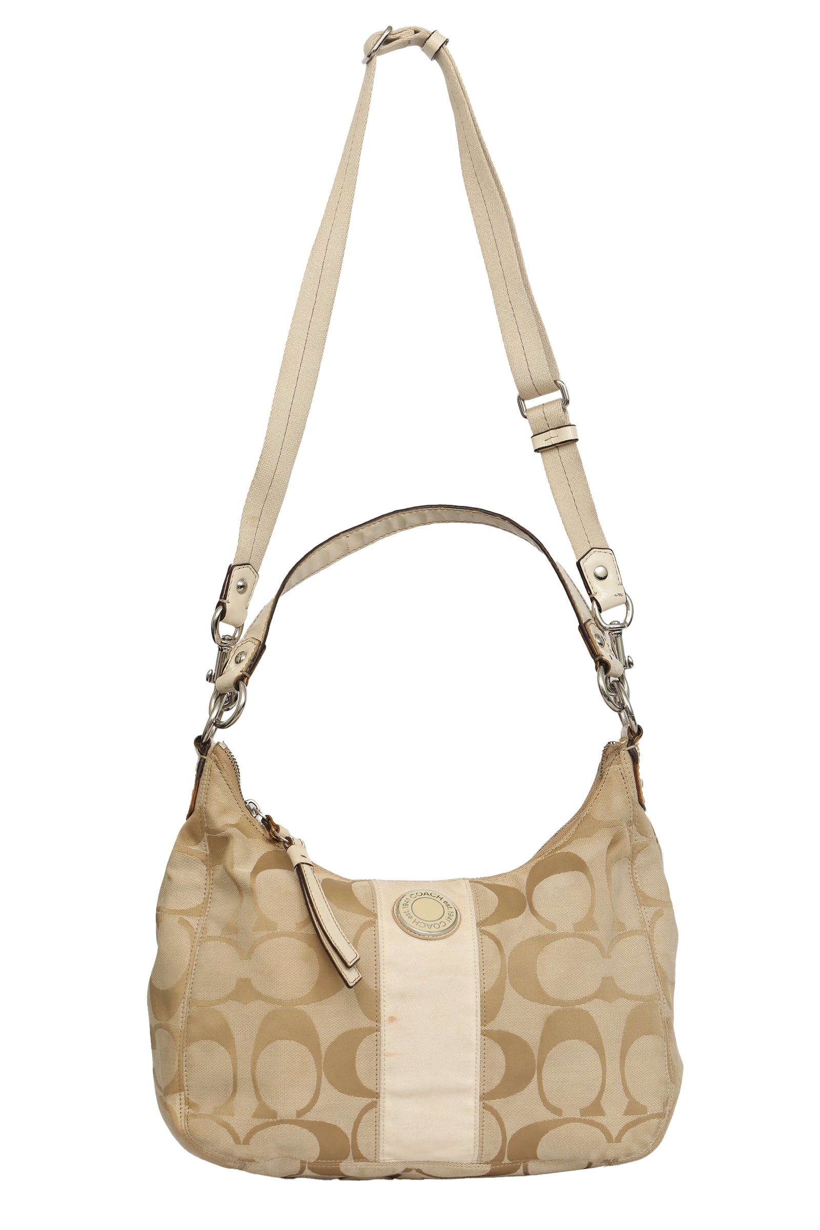 Coach Monogram Beige Shoulder Bag